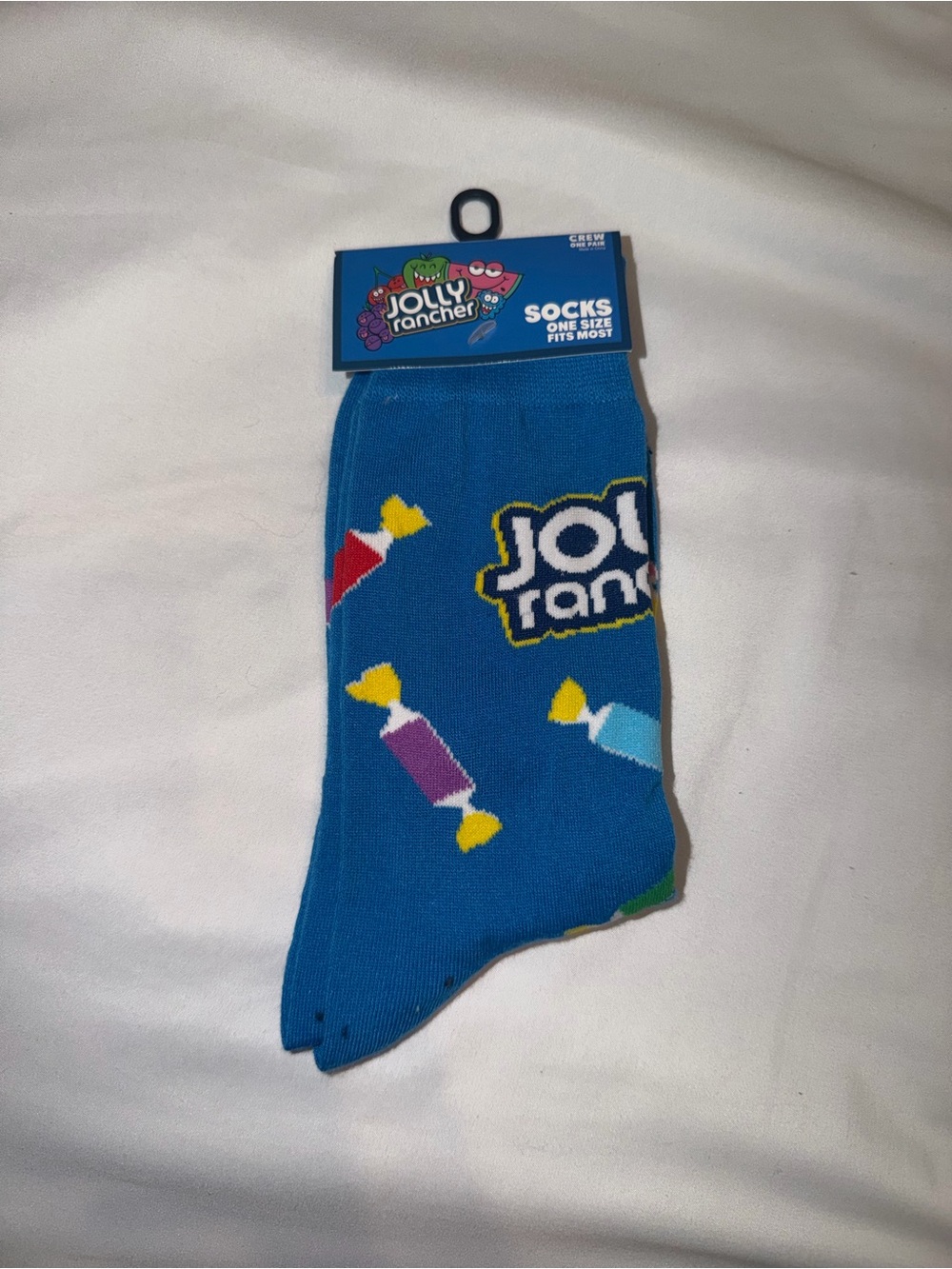 Jolly Rancher Blue Novelty Crew Socks NWT